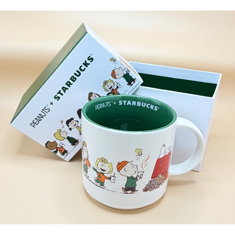 Starbucks Peanuts Snoopy Charlie Brown 14oz Ceramic Mug Fall Series with Box